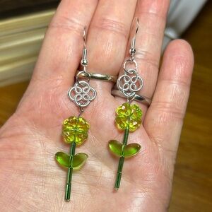 3/$25 Green Clover Drop Earrings